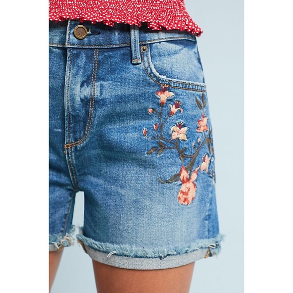 DRIFTWOOD Pants - NWT DRIFTWOOD Carin Floral Embroidered Jean Shorts